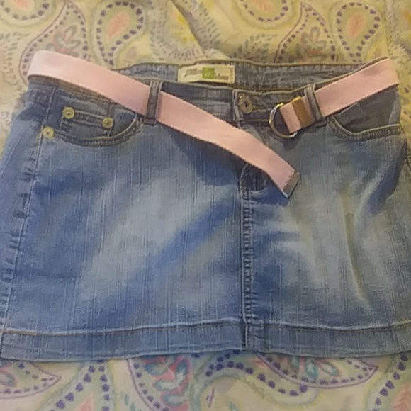 Silver kiss jean mini skirt w/belt - Picture 1 of 6